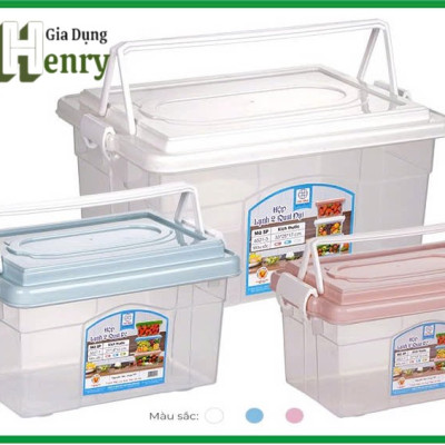 Hộp nhựa đựng đồ, đựng thực phẩm đa năng có nắp gài và quai xách tiện lợi nhựa PP trong suốt thương hiệu VIệt Nhật