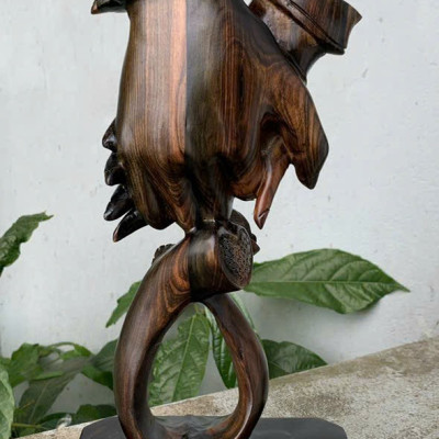 Cặp tượng phu thê viên mãn bằng gỗ mun hoa cực đẹp kt cao 30×16×6cm 