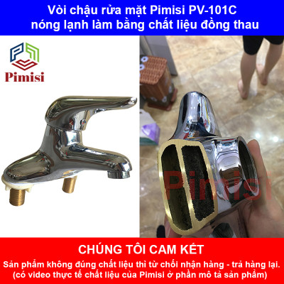 Vòi Lavabo Nóng Lạnh Pimisi Của Chậu Rửa Mặt Bằng Đồng Thau - Điều Chỉnh Nước Bằng Gật Gù Nóng Lạnh | Hàng Chính Hãng