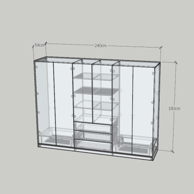 HAPPY FURNITURE , HEINEE - Tủ quần áo 6 cửa mở, TCM_218 , 240cm x 54cm x 180cm DxRxC, sản phẩm phổ thông