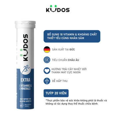 Combo Thực phẩm bảo vệ sức khỏe KUDOS VITAMIN C 1000MG + KUDOS EXTRA HIGH DOSE VITAMINS & MINERALS (20 viên/ tuýp)