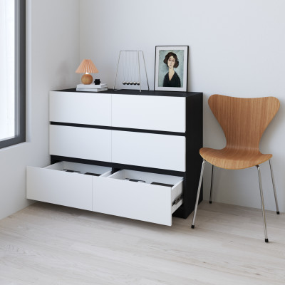 HAPPY FURNITURE , Tủ lưu trữ 6 ngăn kéo - KALA, THK_291 ,110cm x 40cm x 80cm DxRxC