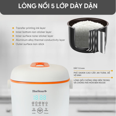 Nồi cơm điện tử Bluestone 0.6 lít RCB-5928 - Hàng chính hãng