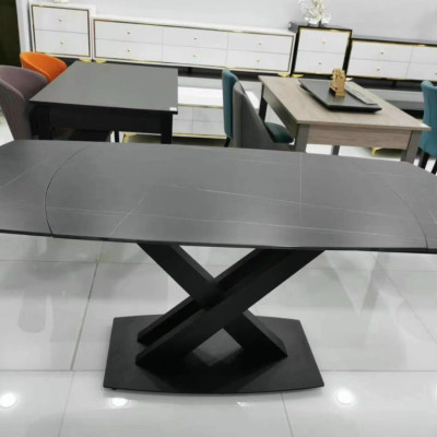 Bàn ăn thông minh xoay mặt đá Tundo chân sắt sơn tĩnh điện kích thước 1m2/1m8 x 90 x 75cm