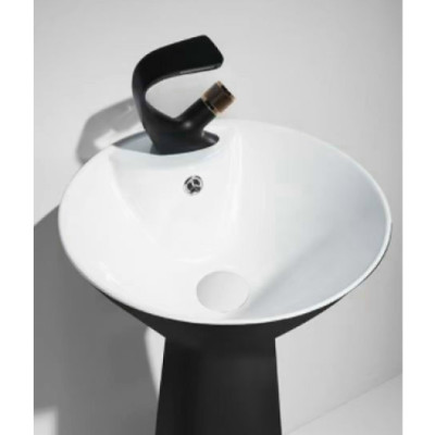 CHẬU LAVABO, CHẬU RỬA MẶT TRỤ TRÒN LIỀN KHỐI NÓN LÁ RẤT VIỆT NAM GROVES GRL NTT03 (43x43x87, đẹp sang trọng)