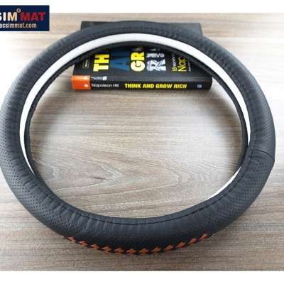 Bọc vô lăng cao cấp Macsim mã 8996 màu đen- nâu chất liệu da thật 100%, khâu tay thủ công size M