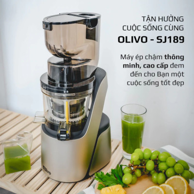 Máy Ép Chậm OLIVO SJ189 Thương Hiệu Mỹ Vỏ Hợp Kim Cao Cấp, Trái Cây Ép Kiệt 98% Dung Tích 0.6 Lít Công Suất 400W - Hàng Chính Hãng