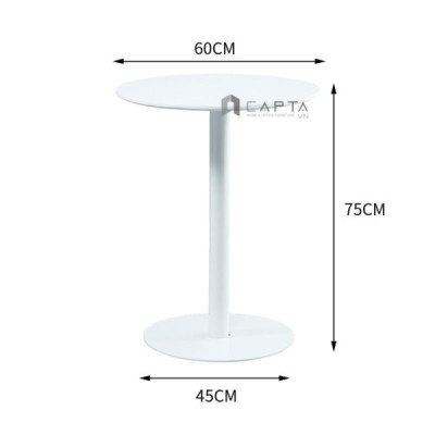 Bàn cafe mặt tròn chân trụ màu trắng MDF TE1542-06W Nội thất Capta Bàn tiếp khách mặt gỗ MDF chân sắt sơn tĩnh điện nhỏ gọn, bàn chụp ảnh sản phẩm décor đẹp