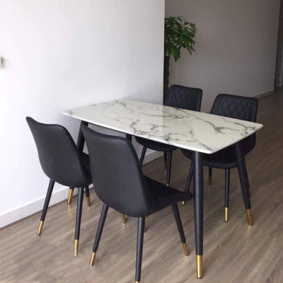 Bộ bàn ghế ăn mặt đá cẩm thạch nhân tạo 4 ghế Loft