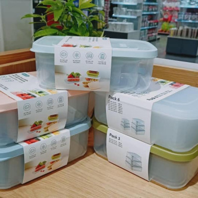 Bộ 6 hộp đựng thực phẩm chữ nhật Inochi Hokkaido (500-750-1000-1500-2000-2500ml)