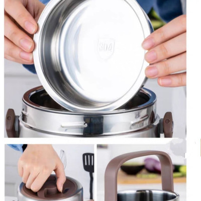 Cặp Lồng cơm, hộp cơm giữ nhiệt văn phòng chất liệu inox 304 cao cấp, cặp lồng cà men 3 tầng, nắp chống tràn, 1,6L / 2.0L 