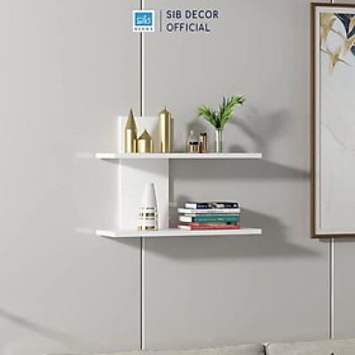 Kệ Gỗ Trang Trí Treo Tường Thiết Kế 2 Tầng Đơn Giản Mà Đẹp Thương Hiệu SIB Decor KT516