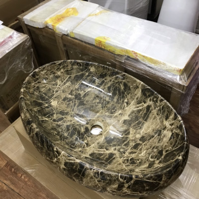 CHẬU RỬA MẶT, LAVABO ĐẶT BÀN NHẬP KHẨU CHÍNH HÃNG GROVES 8137E, men vân đá nâu rất đẹp sang trọng quý phái