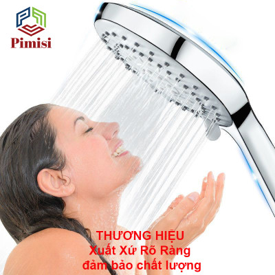 Bát Sen Tắm Chịu Nhiệt 5 Chế Độ Pimisi PBS-503 Tăng Áp Nhẹ Cho Vòi Tắm Hoa Sen Nóng Lạnh Với Tay Sen Bằng Nhựa Cao Cấp Mạ Xi Inox Sáng Bóng Kiểu Tròn To - Ổn Định Nhiệt Độ Theo Công Nghệ Đầu Phun Cao Su Massage Dạng Phun Mưa Tiết Kiệm Nước | Chính Hãng