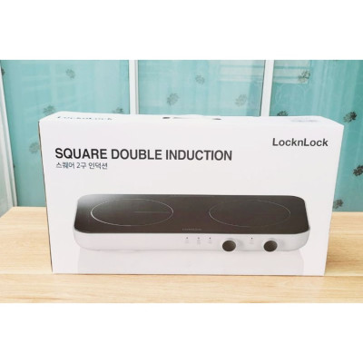 Bếp Điện Từ Đôi LocknLock EJI326WHT - Nhỏ Gọn, Mặt Kính, Khóa An Toàn, Hẹn Giờ - Hàng chính hãng