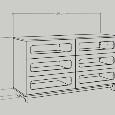 [Happy Home Furniture] MEYDAN, Tủ đựng đồ 3 tầng 6 ngăn kéo , 160cm x 45cm x 86cm ( DxRxC), THK_079