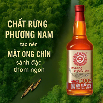 Combo Mật ong rừng Phương Nam Honimore 630g/chai tặng 1 chai Mật ong Hoa Vải Thiều 360g/chai - tăng sức đề kháng