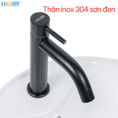 Vòi xả chậu rửa mặt lavabo Inox 304 sơn đen Hobby Home Decor LBL3D