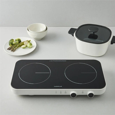 Bếp Điện Từ Đôi LocknLock EJI326WHT - Nhỏ Gọn, Mặt Kính, Khóa An Toàn, Hẹn Giờ - Hàng chính hãng