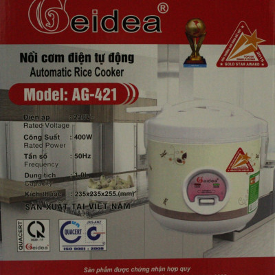 Nồi Cơm Điện Nắp Gài Geidea AG-421 (1 lít) - Màu Ngẫu Nhiên - Chính Hãng