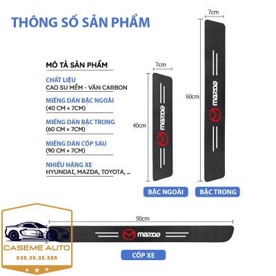 [VINFAST] Bộ 9 Miếng Dán Vân Carbon Chống Trầy Xước Bậc Cửa Ô Tô Dành Cho Hãng Xe VINFAST - Hàng Chính Hãng