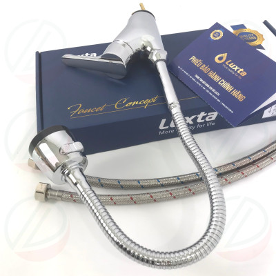 Vòi Rửa Bát Đồng Thau Mạ Crome Nóng Lạnh LUXTA L3203B - Thân uốn dẻo, đầu vòi tăng áp 2 chế độ