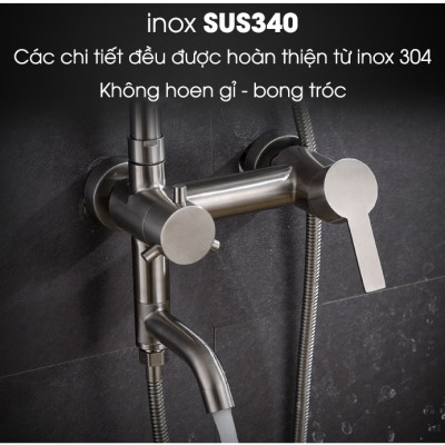 Sen cây tắm đứng nóng lạnh inox 304 KOSKO (BH 24 THÁNG), sen tắm nóng lạnh tròn L