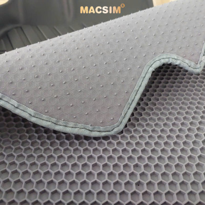 Thảm sd3 dạng lưới lục giác 2 lớp Honda BRV (màu ghi) bề mặt cao su siêu sạch nhãn hiệu Macsim
