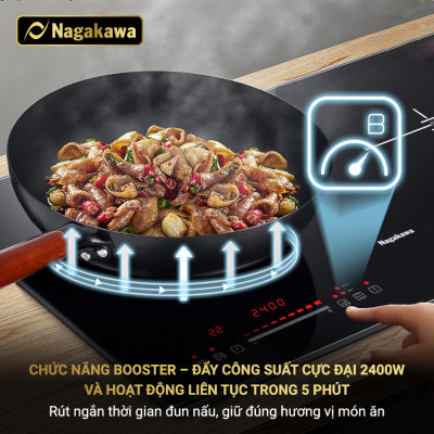 Miễn phí giao lắp toàn quốc - Bếp Đôi Điện Từ Inverter Nagakawa NAG1202M (4800W) - Made in Malaysia - Bảo hành 5 năm - Hàng Chính Hãng