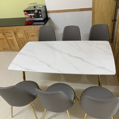 Bộ Bàn ăn Juno Sofa Cao cấp 6 ghế - Mặt đá 1m6