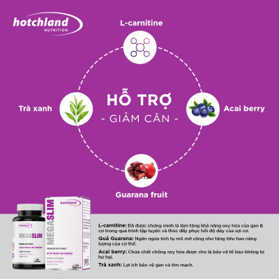 Viên uống hỗ trợ duy trì vóc dáng hiệu quả an toàn, chiết xuất từ thảo mộc an toàn Hotchland Mega Slim TPBVSK-Hàng chính hãng [Hộp 30 viên]-HL4660