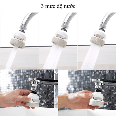 Đầu Vòi Rửa Bát Tăng Áp, Vòi Rửa Bát Xoay 360 Độ, 3 Chế Độ Phun