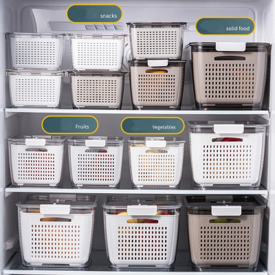 Hộp nhựa PET đựng thực phẩm để tủ lạnh 2in1 tiện dụng có lỗ thoát nước 