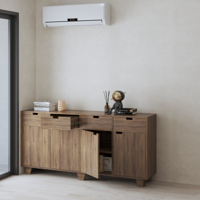 HAPPY FURNITURE , ALVA - Tủ lưu trữ 4 cửa mở 4 ngăn kéo , TCM_214 , 180cm x 40cm x 86cm DxRxC