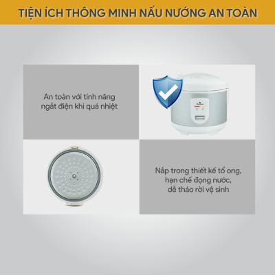 Nồi Cơm Điện Nắp Gài BlueStone RCB-5527 1.8 Lít 700W - Hàng Chính Hãng