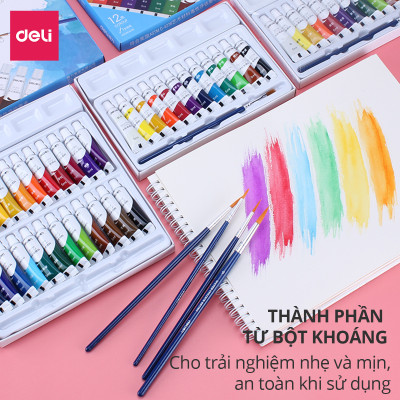 Màu Nước Dạng Tuýp 5Ml Deli - 12 Màu/18 Màu/24 Màu - 73859 / 73860 / 73861