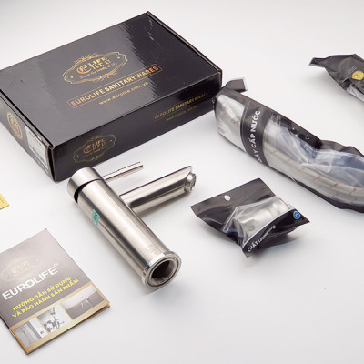 Vòi lavabo nóng lạnh Inox SUS 304 Eurolife EL-1202 (Trắng vàng)