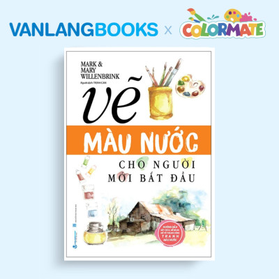 Sách Vẽ Màu Nước Cho Người Mới Bắt Đầu (Tái Bản 2025) + Bộ Màu Vẽ Đa Năng Hộp Gỗ M88 - Vanlangbooks x Colormate