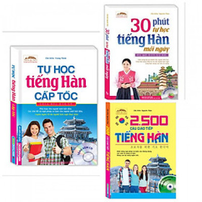 Combo Sách Học Tiếng Hàn: Tự Học Tiếng Hàn Cấp Tốc + 30 Phút Tự Học Tiếng Hàn Mỗi Ngày + 2500 Câu Giao Tiếng Hàn- tặng Bookmark PĐ