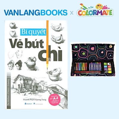 Sách Bí Quyết Vẽ Bút Chì + Bộ Màu Vẽ Đa Năng Hộp Giấy M28 - Vanlangbooks x Colormate