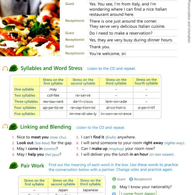 English For Tourism And Restaurants - Book 1 (Kèm file MP3)