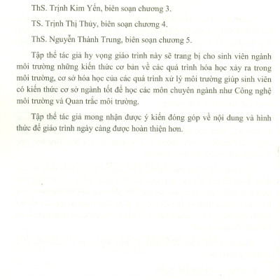 Giáo Trình Hóa Học Môi Trường