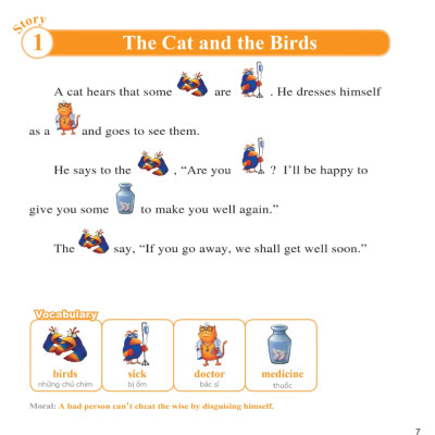 Learn English With Fables 8 - Học Tiếng Anh Qua Truyện Ngụ Ngôn Tập 8: The Cat And The Birds - Mèo Và Chim