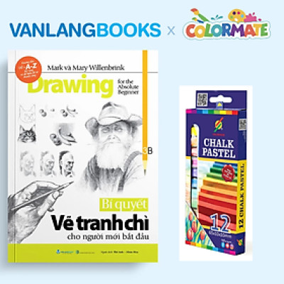 Sách Bí Quyết Vẽ Tranh Chì Cho Người Mới Bắt Đầu + Hộp Giấy 12 Cây Phấn Màu - Vanlangbooks x Colormate