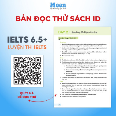 Sách IELTS 6.5+ Luyện Thi Ielts 4 Kỹ Năng Cho Người Mới Bắt Đầu Moonbook