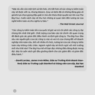 The Big Four - 4 Đại Gia Kiểm Toán: Deloitte - PWC - EY - KPMG: Quá Khứ Kỳ Lạ Và Tương Lai Hiểm Trở Của Sự Độc Quyền Kiểm Toán Toàn Cầu