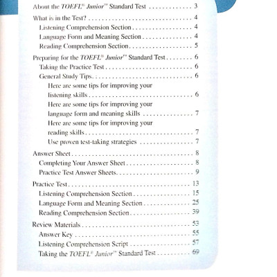 Practice Test for the Toefl Junior Standard Test