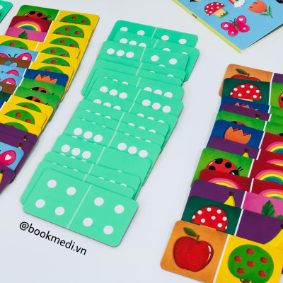 Bộ đồ chơi domino kèm sách cho bé 3+ học số và tiếng anh Mega Domino Nature