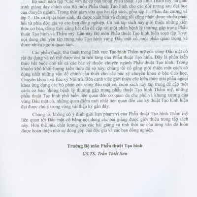 Các Vấn Đề Cơ Bản Trong Phẫu Thuật Tạo Hình Thẩm Mỹ (Phần III: Đầu Mạt Cổ)