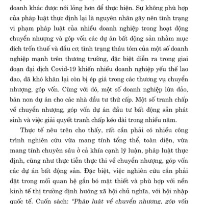 Pháp luật về chuyển nhượng, góp vốn các dự án bất động sản của doanh nghiệp kinh doanh bất động sản (Sách chuyên khảo)